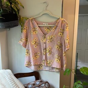 Floral Madewell Pink Short Sleeve Blouse